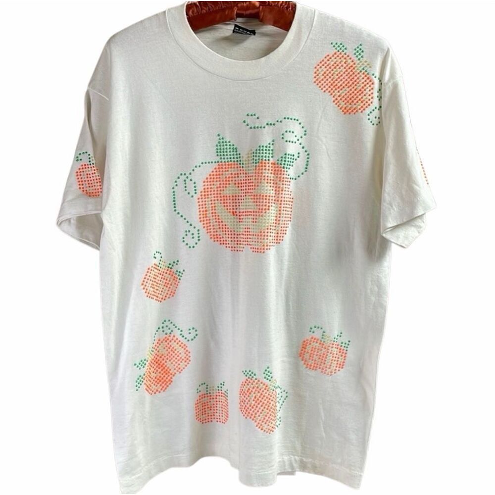 Jack O Lantern Pumpkin Bling Tee Size L Fall Festival Cottagecore Casual Whimsy